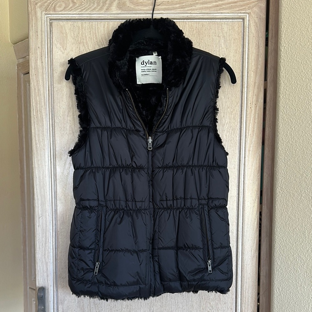 Dylan Women's Black Puffer Fur Vest
